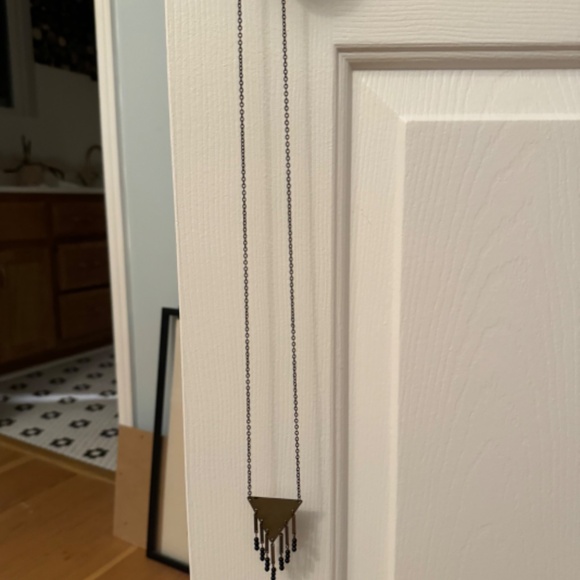 Gold triangle pendant long necklace - Picture 2 of 4